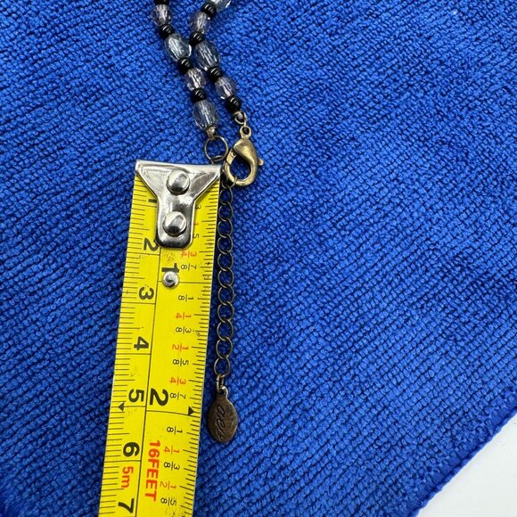 Vtg Brass Peacock Feather Design Pendant Charm Lucite Beaded Necklace - Picture 10 of 10